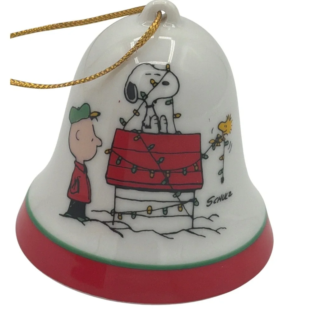 Vintage Peanuts Snoopy Christmas Bell Ornament Whos the Decorator Japan MCM